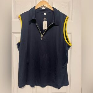 New NWT Tail Navy Sleeveless Golf Tennis Top with Yellow Accents XXL